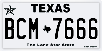 TX license plate BCM7666