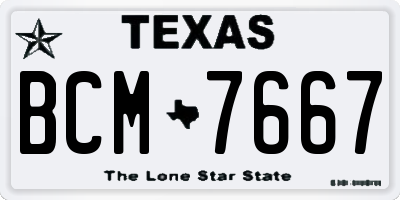 TX license plate BCM7667
