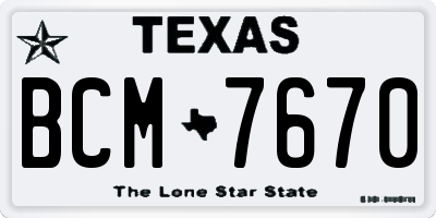 TX license plate BCM7670