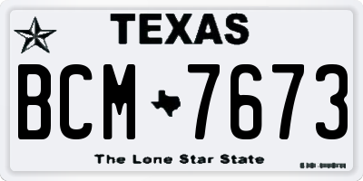 TX license plate BCM7673