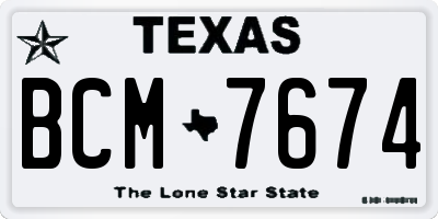 TX license plate BCM7674