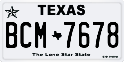 TX license plate BCM7678