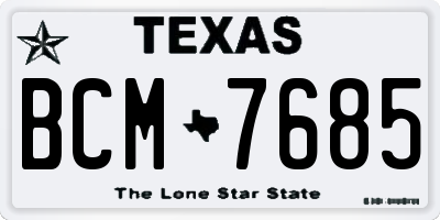 TX license plate BCM7685