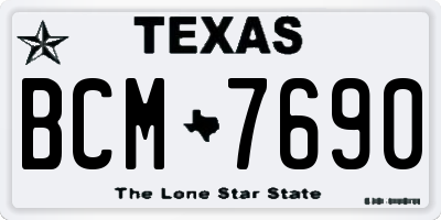 TX license plate BCM7690