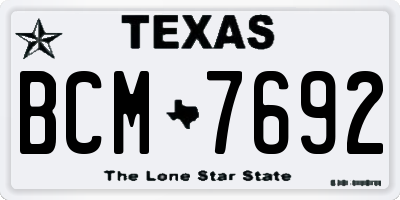 TX license plate BCM7692