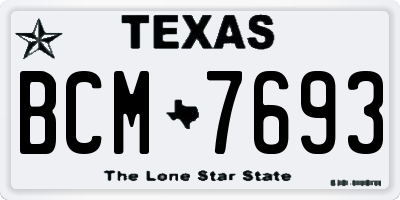 TX license plate BCM7693
