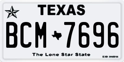 TX license plate BCM7696