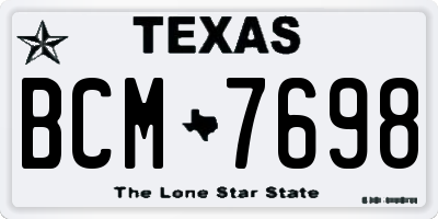 TX license plate BCM7698
