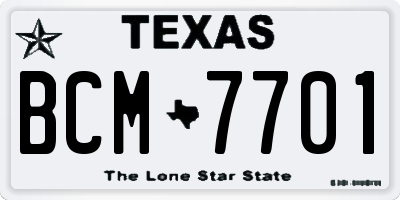 TX license plate BCM7701