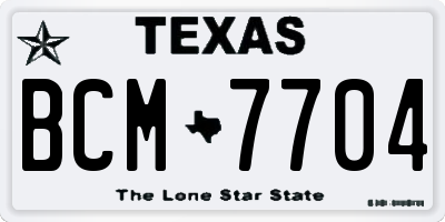 TX license plate BCM7704