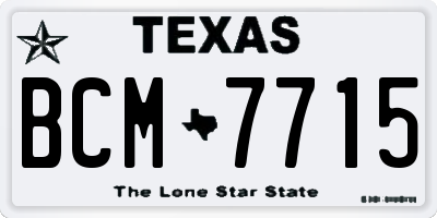 TX license plate BCM7715