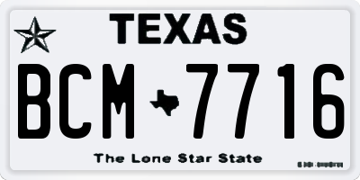 TX license plate BCM7716