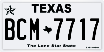 TX license plate BCM7717