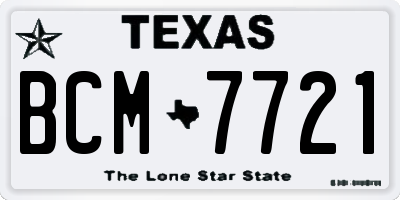 TX license plate BCM7721
