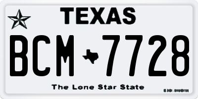 TX license plate BCM7728