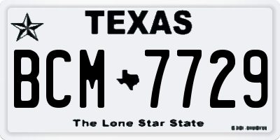 TX license plate BCM7729