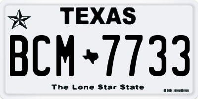TX license plate BCM7733