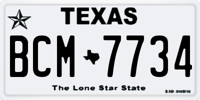 TX license plate BCM7734
