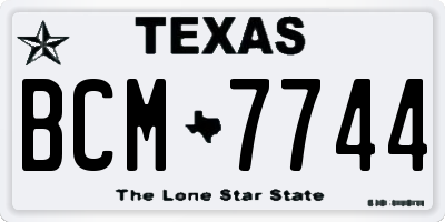 TX license plate BCM7744