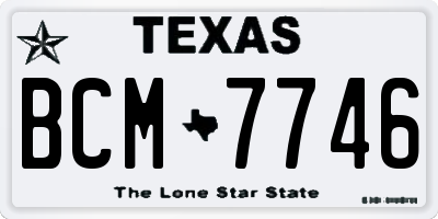 TX license plate BCM7746
