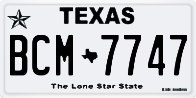 TX license plate BCM7747