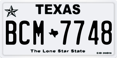 TX license plate BCM7748