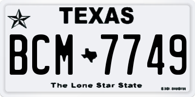 TX license plate BCM7749