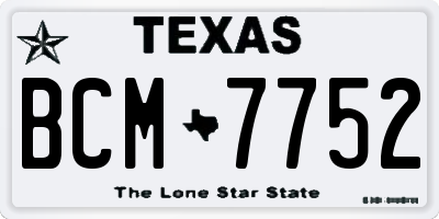 TX license plate BCM7752