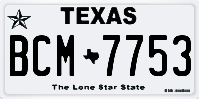 TX license plate BCM7753