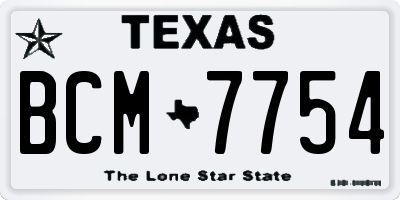 TX license plate BCM7754