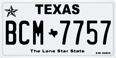 TX license plate BCM7757