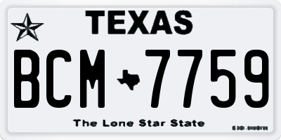 TX license plate BCM7759