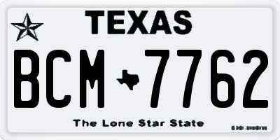 TX license plate BCM7762