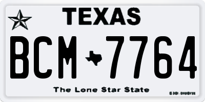 TX license plate BCM7764