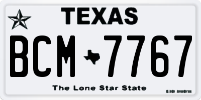 TX license plate BCM7767