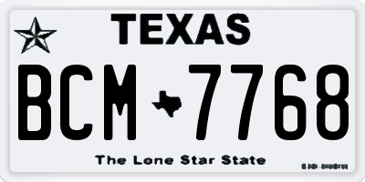 TX license plate BCM7768