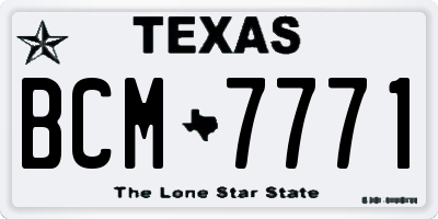TX license plate BCM7771