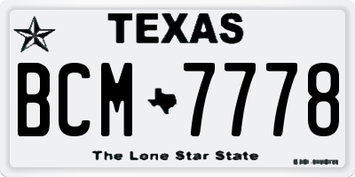 TX license plate BCM7778