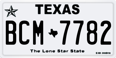 TX license plate BCM7782