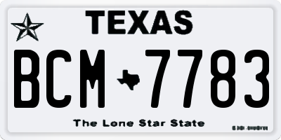 TX license plate BCM7783