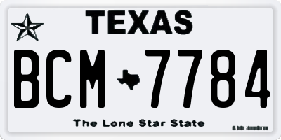 TX license plate BCM7784