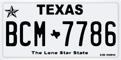 TX license plate BCM7786