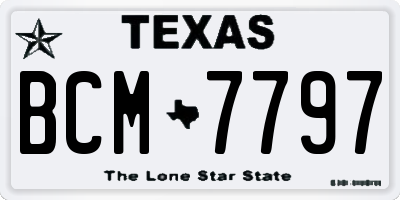TX license plate BCM7797