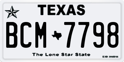 TX license plate BCM7798