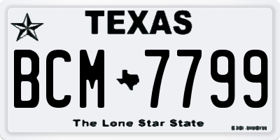 TX license plate BCM7799