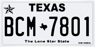 TX license plate BCM7801