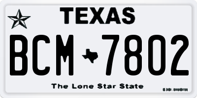 TX license plate BCM7802