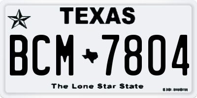 TX license plate BCM7804