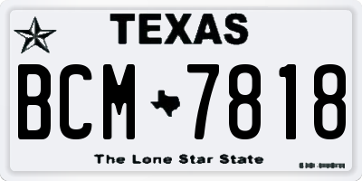 TX license plate BCM7818