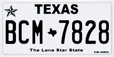 TX license plate BCM7828